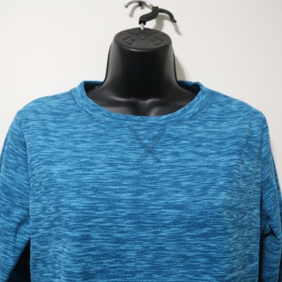 KAREN SCOTT LS Stretch Polo Heathered Space Dye Blue Pullover Sweater - Picture 3 of 9